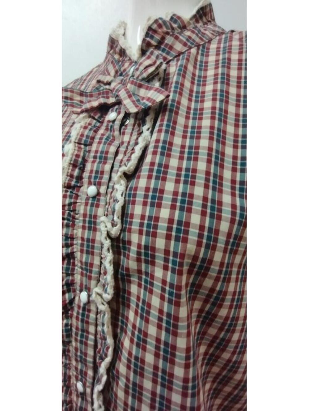 Stranger Things Plaid Long Sleeve Western Ruffed Crochet Historical Costume M/L - Picture 10 of 16